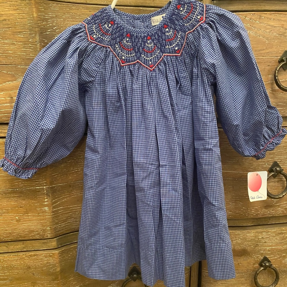 12 month Girl Blue Smocked Dress